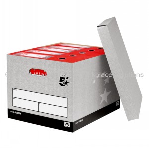 5 Star Office Archive & Storage Boxes Grey 10 Pack